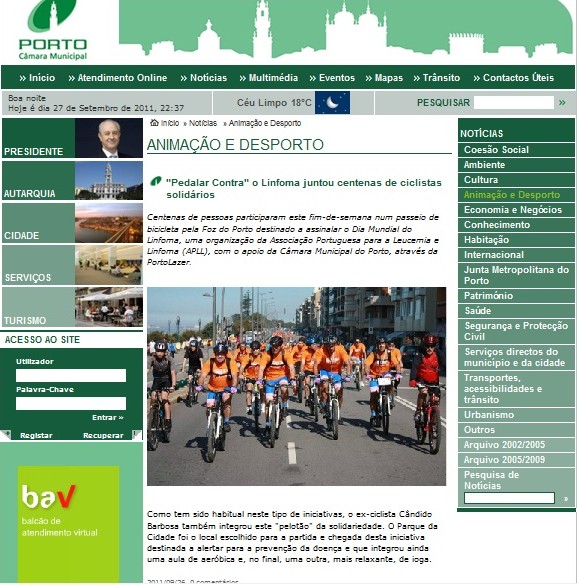 Pedalar contra o Linfoma - 25-09-2011