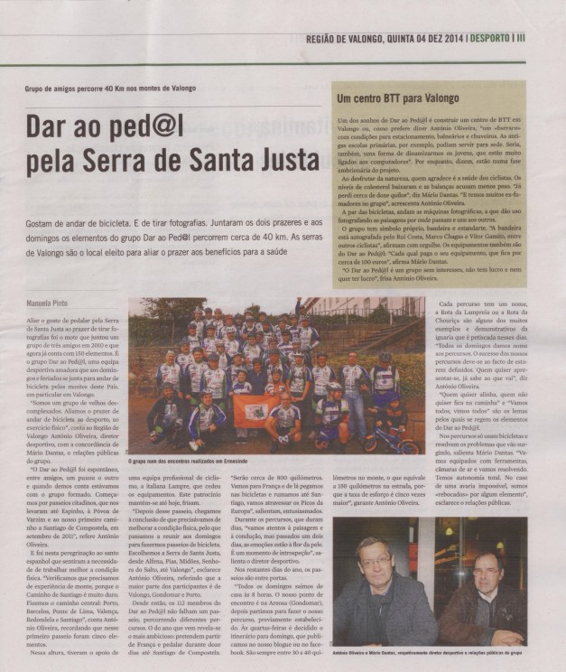 Jornal Região de Valongo, artigo publicado em 04.12.2014